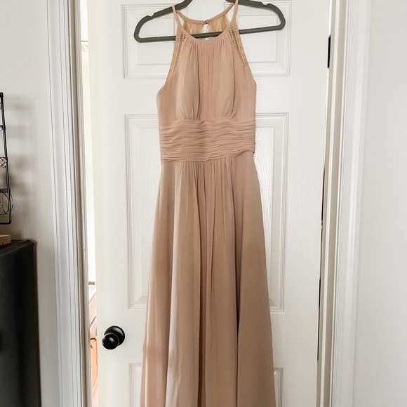 Champagne colored floor length bridesmaid dress - Picture 1 of 2